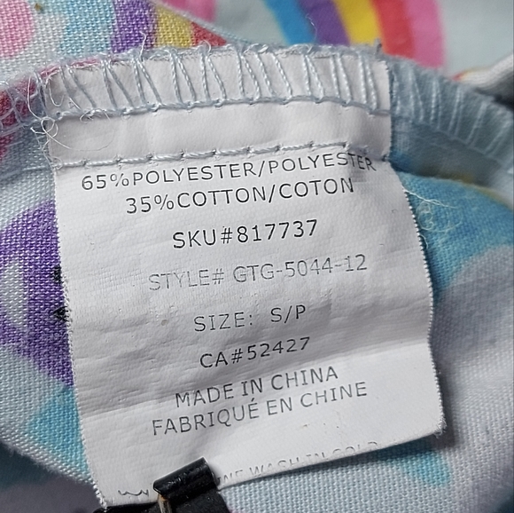 Scrubs Sort Sleeve Top Womens Blue Multi Rainbow Hearts, Small - Picture 8 of 12